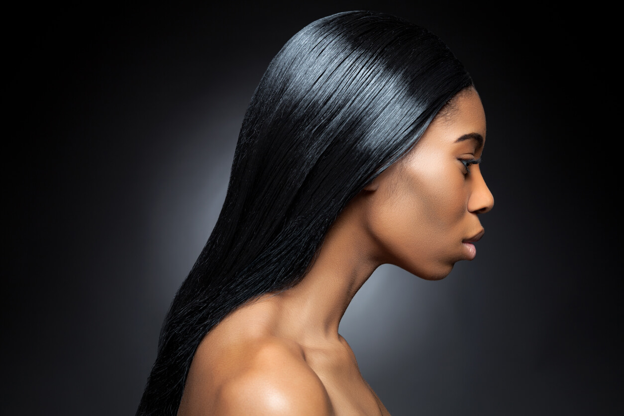 black woman with straight hair