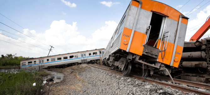 up close view of derailed train