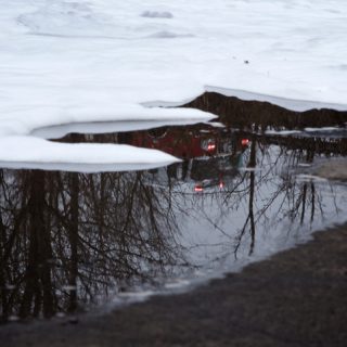 Firefighting foam remains on the ground